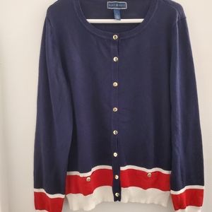 Women's Striped Button-Up Top, Red/Black L